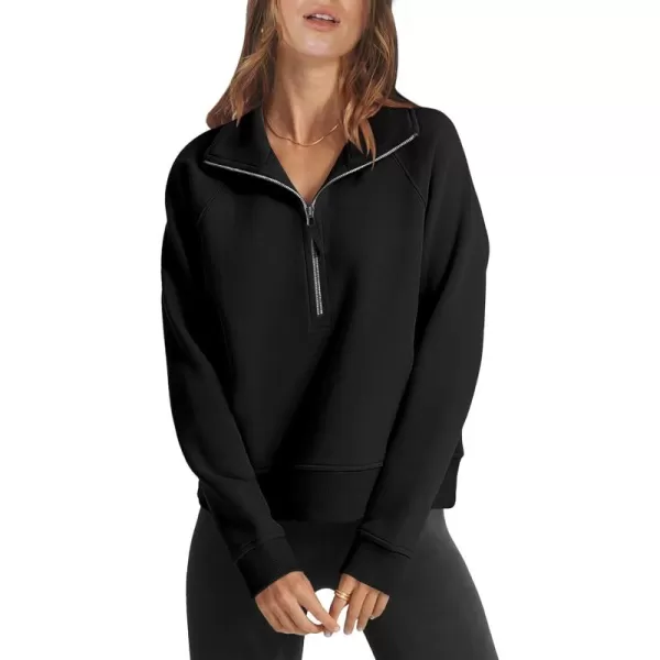 Caracilia Womens Half Zip Cropped Sweatshirts Quarter Zip Up Hoodies 2023 Fall Pullover Top Trendy Clothes Outfits