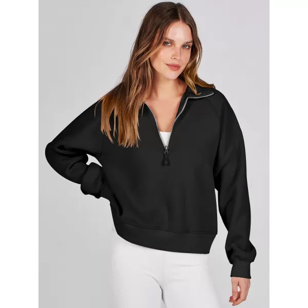 Caracilia Womens Half Zip Cropped Sweatshirts Quarter Zip Up Hoodies 2023 Fall Pullover Top Trendy Clothes Outfits