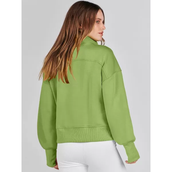 Caracilia Womens Half Zip Loose Sweatshirt Quarter Zip Trendy Long Sleeve Cropped Pullover Tops with Thumb Hole