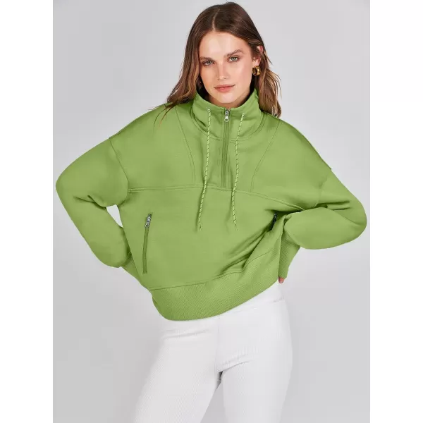Caracilia Womens Half Zip Loose Sweatshirt Quarter Zip Trendy Long Sleeve Cropped Pullover Tops with Thumb Hole
