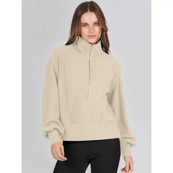 Caracilia Womens Half Zip Pullover Long Sleeve Sweatshirt Cropped Fleece Quarter Hoodie Casual 2023 Y2K Clothes Top