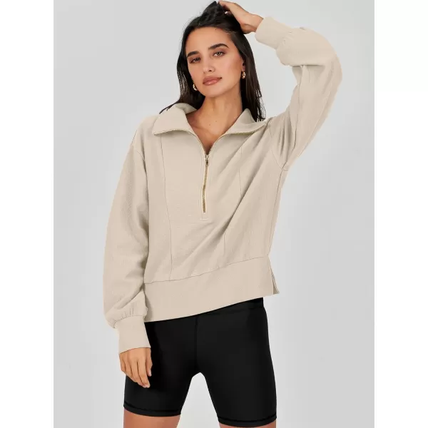 Caracilia Womens Half Zip Pullover Long Sleeve Sweatshirt Cropped Fleece Quarter Hoodie Casual 2023 Y2K Clothes Top