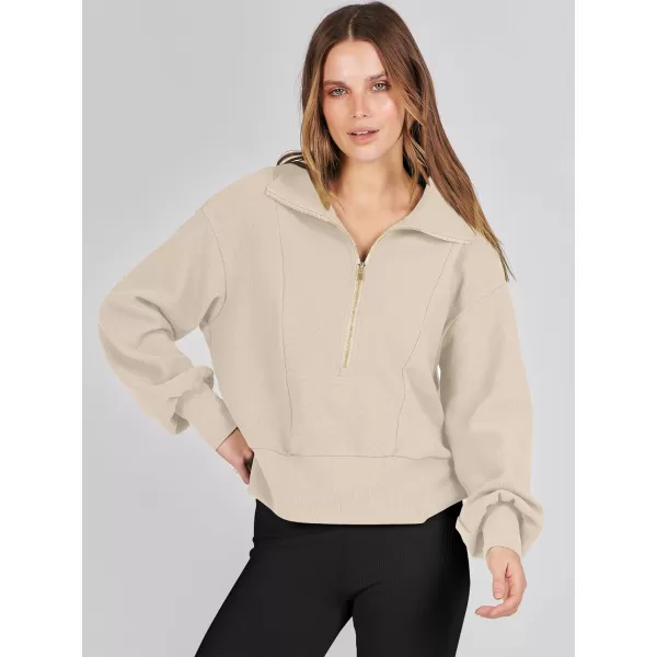 Caracilia Womens Half Zip Pullover Long Sleeve Sweatshirt Cropped Fleece Quarter Hoodie Casual 2023 Y2K Clothes Top