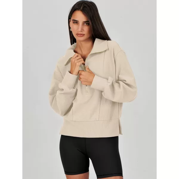 Caracilia Womens Half Zip Pullover Long Sleeve Sweatshirt Cropped Fleece Quarter Hoodie Casual 2023 Y2K Clothes Top