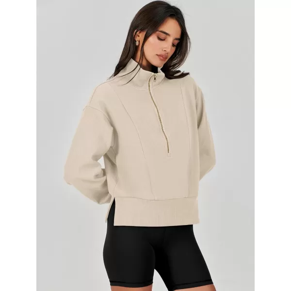 Caracilia Womens Half Zip Pullover Long Sleeve Sweatshirt Cropped Fleece Quarter Hoodie Casual 2023 Y2K Clothes Top
