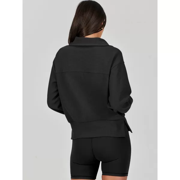 Caracilia Womens Half Zip Pullover Long Sleeve Sweatshirt Cropped Fleece Quarter Hoodie Casual 2023 Y2K Clothes Top