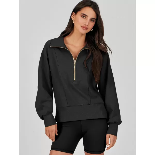 Caracilia Womens Half Zip Pullover Long Sleeve Sweatshirt Cropped Fleece Quarter Hoodie Casual 2023 Y2K Clothes Top