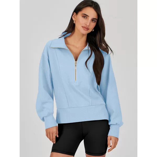 Caracilia Womens Half Zip Pullover Long Sleeve Sweatshirt Cropped Fleece Quarter Hoodie Casual 2023 Y2K Clothes Top