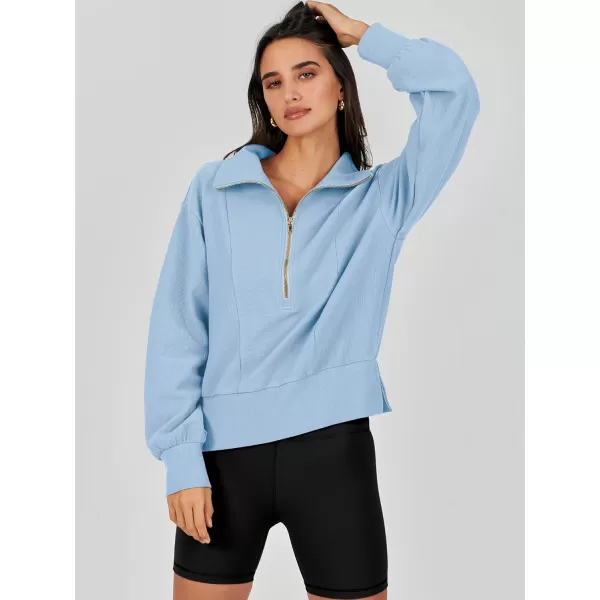 Caracilia Womens Half Zip Pullover Long Sleeve Sweatshirt Cropped Fleece Quarter Hoodie Casual 2023 Y2K Clothes Top