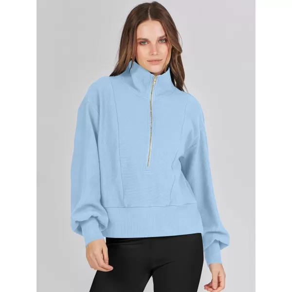 Caracilia Womens Half Zip Pullover Long Sleeve Sweatshirt Cropped Fleece Quarter Hoodie Casual 2023 Y2K Clothes Top