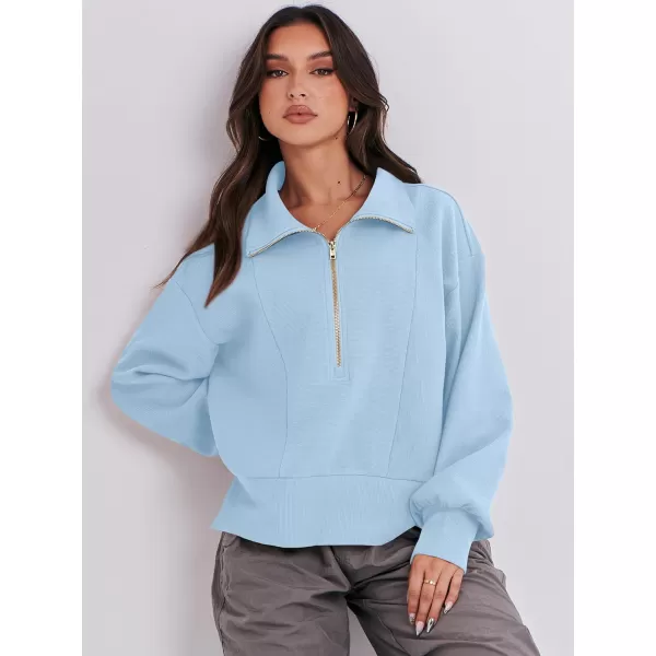 Caracilia Womens Half Zip Pullover Long Sleeve Sweatshirt Cropped Fleece Quarter Hoodie Casual 2023 Y2K Clothes Top