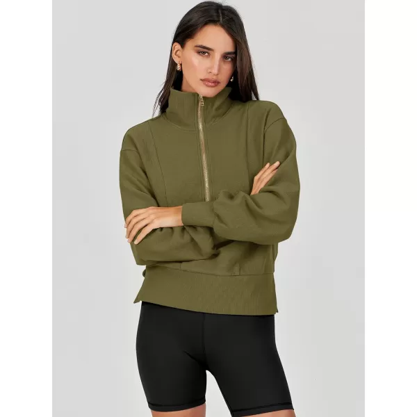 Caracilia Womens Half Zip Pullover Long Sleeve Sweatshirt Cropped Fleece Quarter Hoodie Casual 2023 Y2K Clothes Top