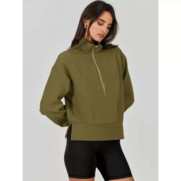 Caracilia Womens Half Zip Pullover Long Sleeve Sweatshirt Cropped Fleece Quarter Hoodie Casual 2023 Y2K Clothes Top