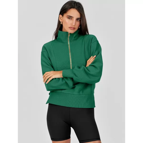 Caracilia Womens Half Zip Pullover Long Sleeve Sweatshirt Cropped Fleece Quarter Hoodie Casual 2023 Y2K Clothes Top