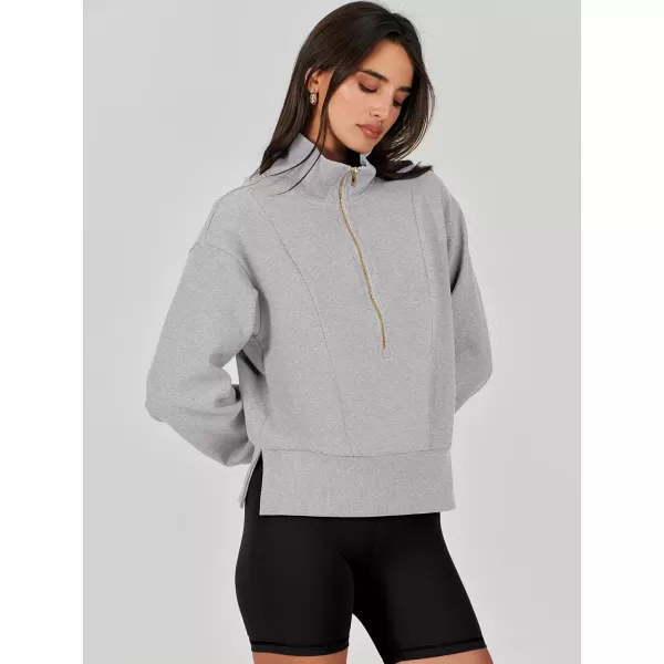 Caracilia Womens Half Zip Pullover Long Sleeve Sweatshirt Cropped Fleece Quarter Hoodie Casual 2023 Y2K Clothes Top