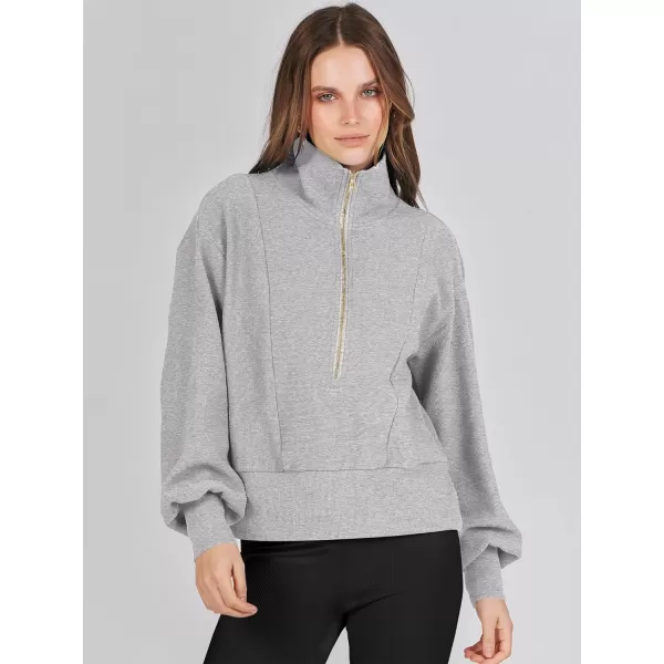 Caracilia Womens Half Zip Pullover Long Sleeve Sweatshirt Cropped Fleece Quarter Hoodie Casual 2023 Y2K Clothes Top