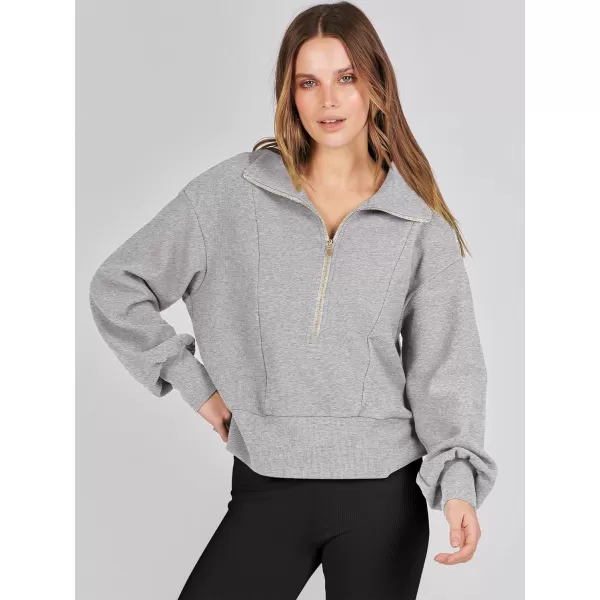 Caracilia Womens Half Zip Pullover Long Sleeve Sweatshirt Cropped Fleece Quarter Hoodie Casual 2023 Y2K Clothes Top