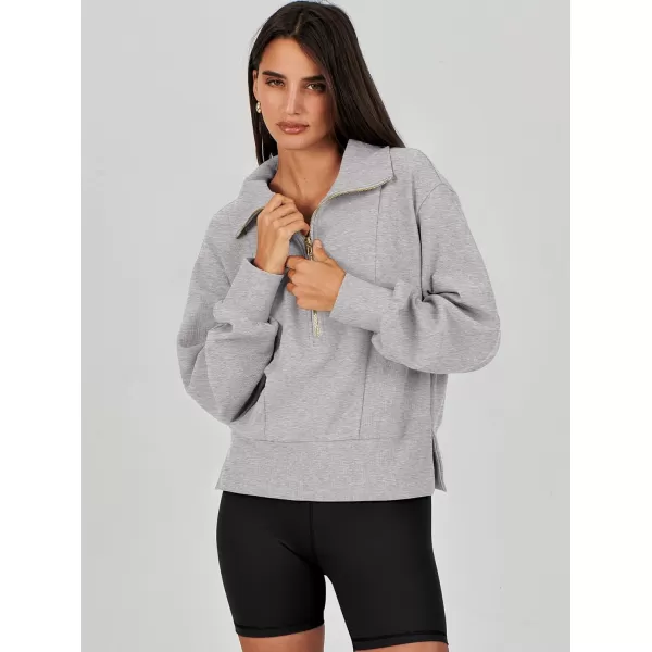 Caracilia Womens Half Zip Pullover Long Sleeve Sweatshirt Cropped Fleece Quarter Hoodie Casual 2023 Y2K Clothes Top