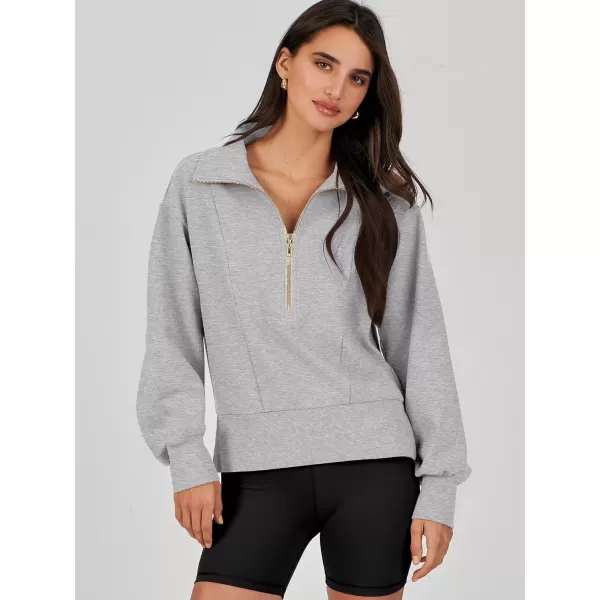 Caracilia Womens Half Zip Pullover Long Sleeve Sweatshirt Cropped Fleece Quarter Hoodie Casual 2023 Y2K Clothes Top