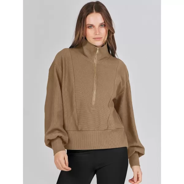 Caracilia Womens Half Zip Pullover Long Sleeve Sweatshirt Cropped Fleece Quarter Hoodie Casual 2023 Y2K Clothes Top