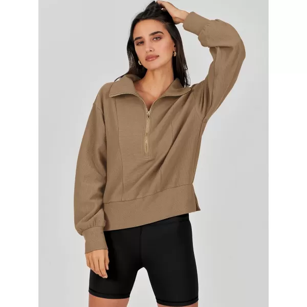 Caracilia Womens Half Zip Pullover Long Sleeve Sweatshirt Cropped Fleece Quarter Hoodie Casual 2023 Y2K Clothes Top