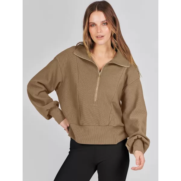 Caracilia Womens Half Zip Pullover Long Sleeve Sweatshirt Cropped Fleece Quarter Hoodie Casual 2023 Y2K Clothes Top