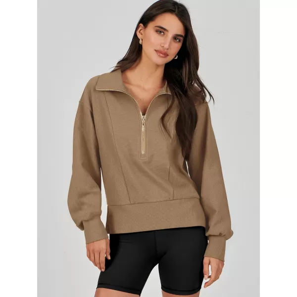 Caracilia Womens Half Zip Pullover Long Sleeve Sweatshirt Cropped Fleece Quarter Hoodie Casual 2023 Y2K Clothes Top