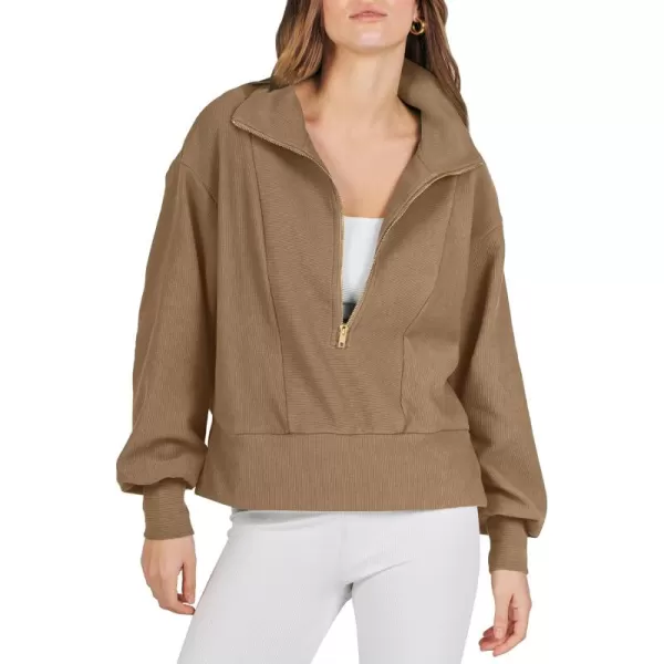 Caracilia Womens Half Zip Pullover Long Sleeve Sweatshirt Cropped Fleece Quarter Hoodie Casual 2023 Y2K Clothes Top