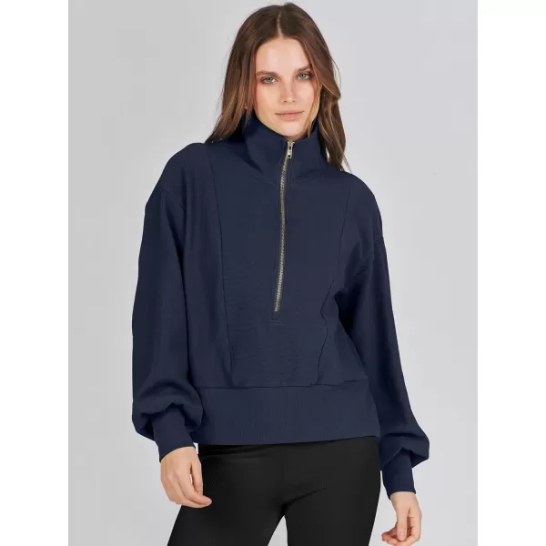 Caracilia Womens Half Zip Pullover Long Sleeve Sweatshirt Cropped Fleece Quarter Hoodie Casual 2023 Y2K Clothes Top