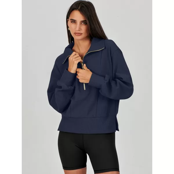 Caracilia Womens Half Zip Pullover Long Sleeve Sweatshirt Cropped Fleece Quarter Hoodie Casual 2023 Y2K Clothes Top