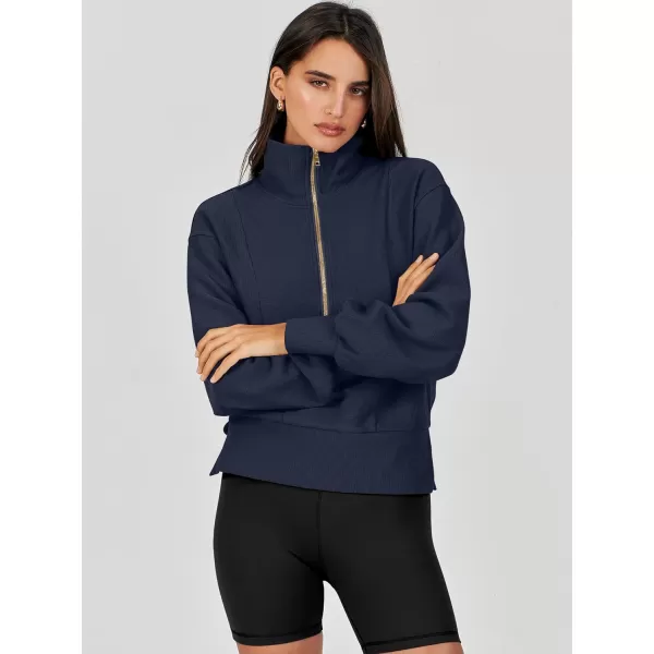 Caracilia Womens Half Zip Pullover Long Sleeve Sweatshirt Cropped Fleece Quarter Hoodie Casual 2023 Y2K Clothes Top