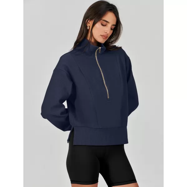 Caracilia Womens Half Zip Pullover Long Sleeve Sweatshirt Cropped Fleece Quarter Hoodie Casual 2023 Y2K Clothes Top