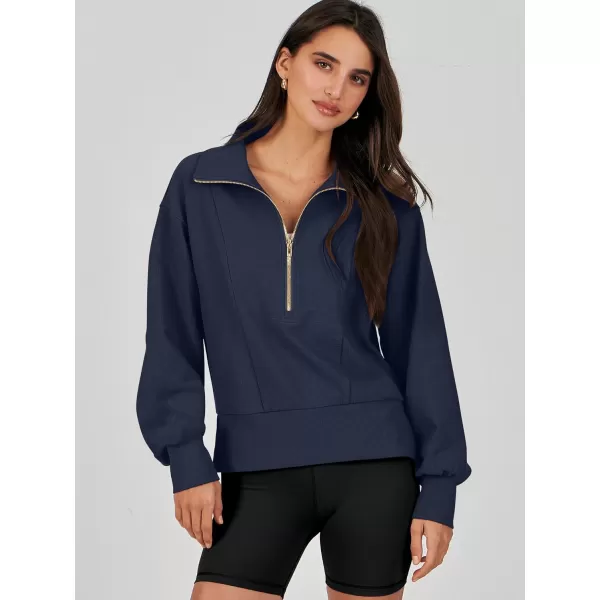 Caracilia Womens Half Zip Pullover Long Sleeve Sweatshirt Cropped Fleece Quarter Hoodie Casual 2023 Y2K Clothes Top