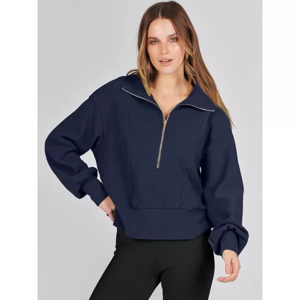 Caracilia Womens Half Zip Pullover Long Sleeve Sweatshirt Cropped Fleece Quarter Hoodie Casual 2023 Y2K Clothes Top