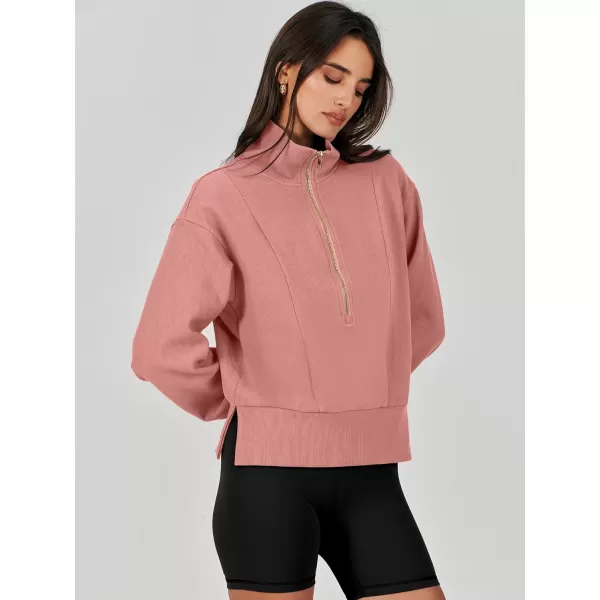 Caracilia Womens Half Zip Pullover Long Sleeve Sweatshirt Cropped Fleece Quarter Hoodie Casual 2023 Y2K Clothes Top