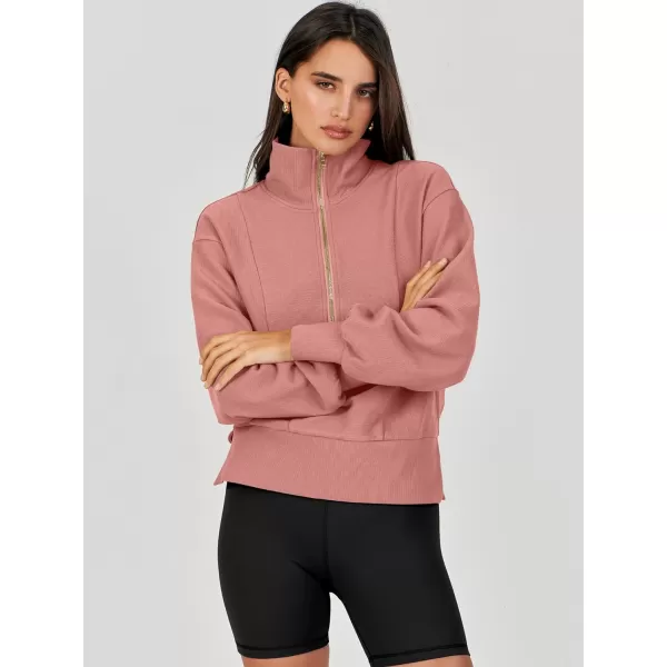 Caracilia Womens Half Zip Pullover Long Sleeve Sweatshirt Cropped Fleece Quarter Hoodie Casual 2023 Y2K Clothes Top