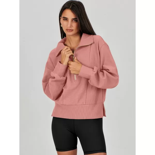 Caracilia Womens Half Zip Pullover Long Sleeve Sweatshirt Cropped Fleece Quarter Hoodie Casual 2023 Y2K Clothes Top