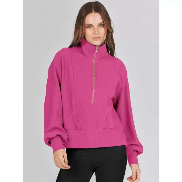 Caracilia Womens Half Zip Pullover Long Sleeve Sweatshirt Cropped Fleece Quarter Hoodie Casual 2023 Y2K Clothes Top
