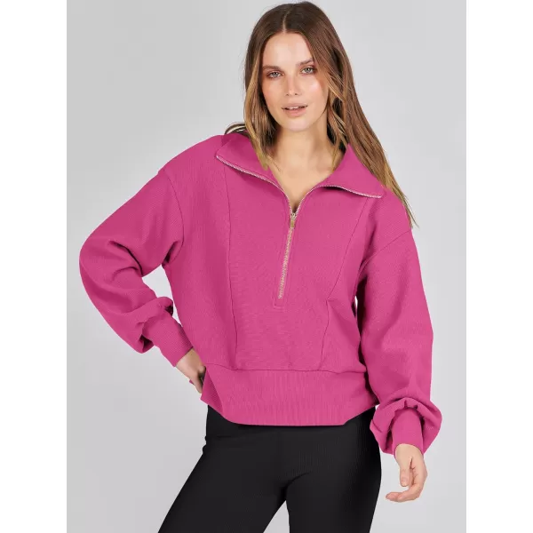 Caracilia Womens Half Zip Pullover Long Sleeve Sweatshirt Cropped Fleece Quarter Hoodie Casual 2023 Y2K Clothes Top