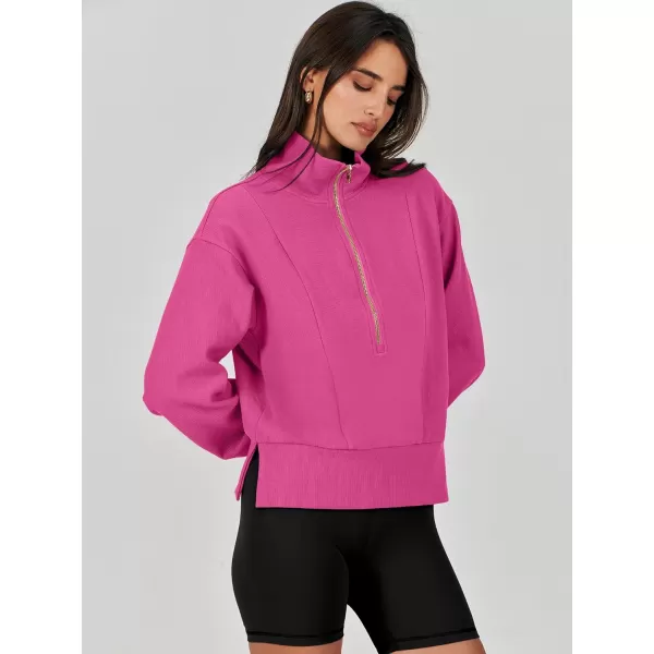 Caracilia Womens Half Zip Pullover Long Sleeve Sweatshirt Cropped Fleece Quarter Hoodie Casual 2023 Y2K Clothes Top