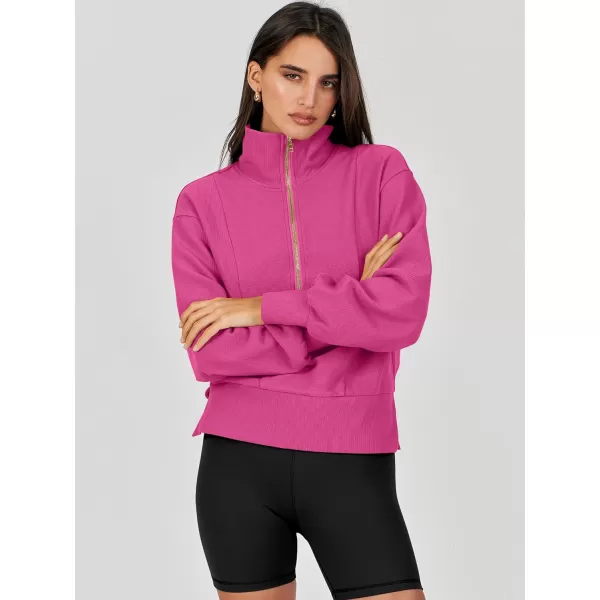 Caracilia Womens Half Zip Pullover Long Sleeve Sweatshirt Cropped Fleece Quarter Hoodie Casual 2023 Y2K Clothes Top