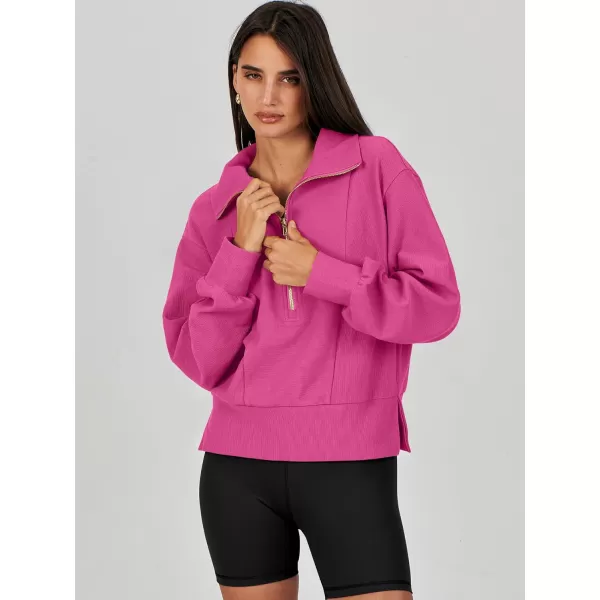 Caracilia Womens Half Zip Pullover Long Sleeve Sweatshirt Cropped Fleece Quarter Hoodie Casual 2023 Y2K Clothes Top