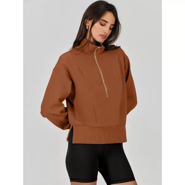 Caracilia Womens Half Zip Pullover Long Sleeve Sweatshirt Cropped Fleece Quarter Hoodie Casual 2023 Y2K Clothes Top