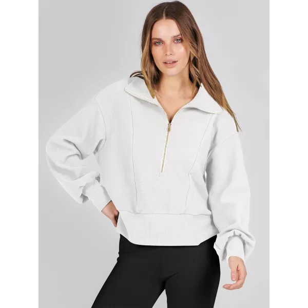 Caracilia Womens Half Zip Pullover Long Sleeve Sweatshirt Cropped Fleece Quarter Hoodie Casual 2023 Y2K Clothes Top