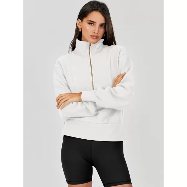 Caracilia Womens Half Zip Pullover Long Sleeve Sweatshirt Cropped Fleece Quarter Hoodie Casual 2023 Y2K Clothes Top
