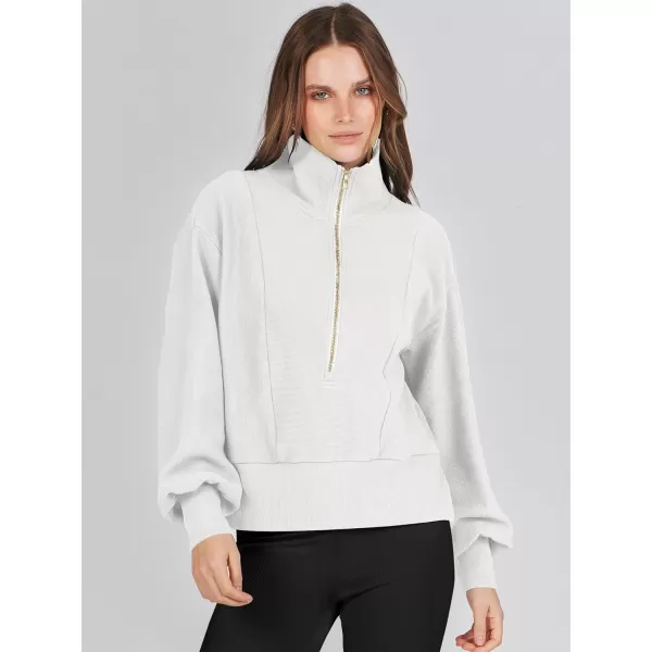 Caracilia Womens Half Zip Pullover Long Sleeve Sweatshirt Cropped Fleece Quarter Hoodie Casual 2023 Y2K Clothes Top