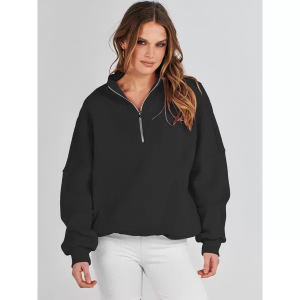 Caracilia Womens Half Zip Sweatshirts Long Sleeve Oversized Fleece Crop Hoodies Teen Girls Pullover Y2K Fall Fashion