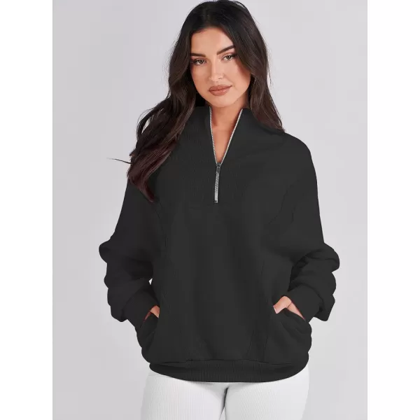 Caracilia Womens Half Zip Sweatshirts Long Sleeve Oversized Fleece Crop Hoodies Teen Girls Pullover Y2K Fall Fashion