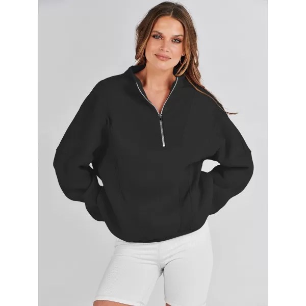 Caracilia Womens Half Zip Sweatshirts Long Sleeve Oversized Fleece Crop Hoodies Teen Girls Pullover Y2K Fall Fashion