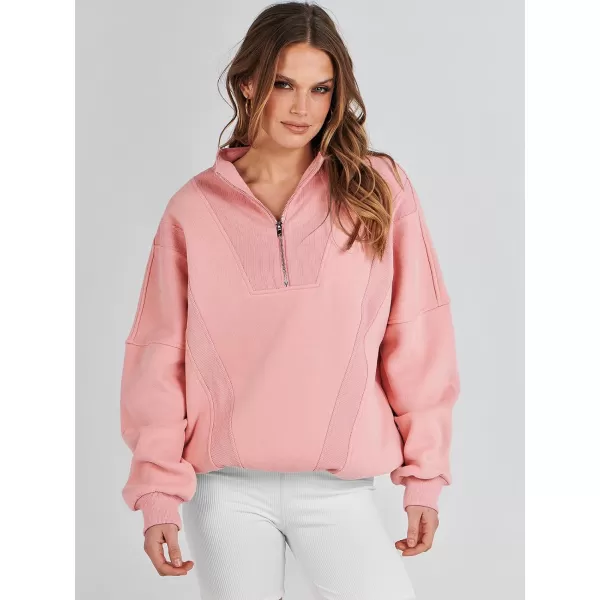 Caracilia Womens Half Zip Sweatshirts Long Sleeve Oversized Fleece Crop Hoodies Teen Girls Pullover Y2K Fall Fashion